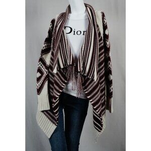 Black Swan Knit Tribal Fringe Boho Cardigan Sweater Size Small